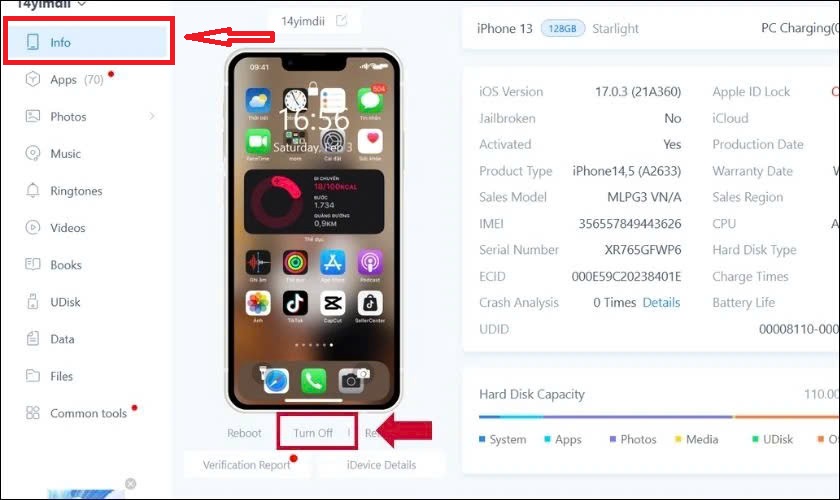 Cách tắt nguồn điện thoại iPhone với phần mềm bên thứ ba bước 2